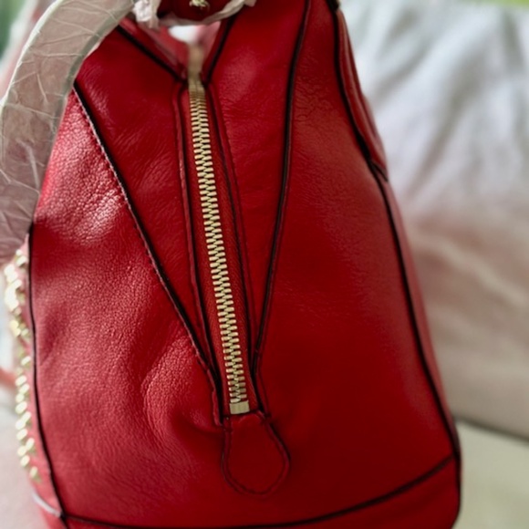 NWT Rebecca Minkoff designer Red Leather Purse Satchel style with… - Picture 9 of 16